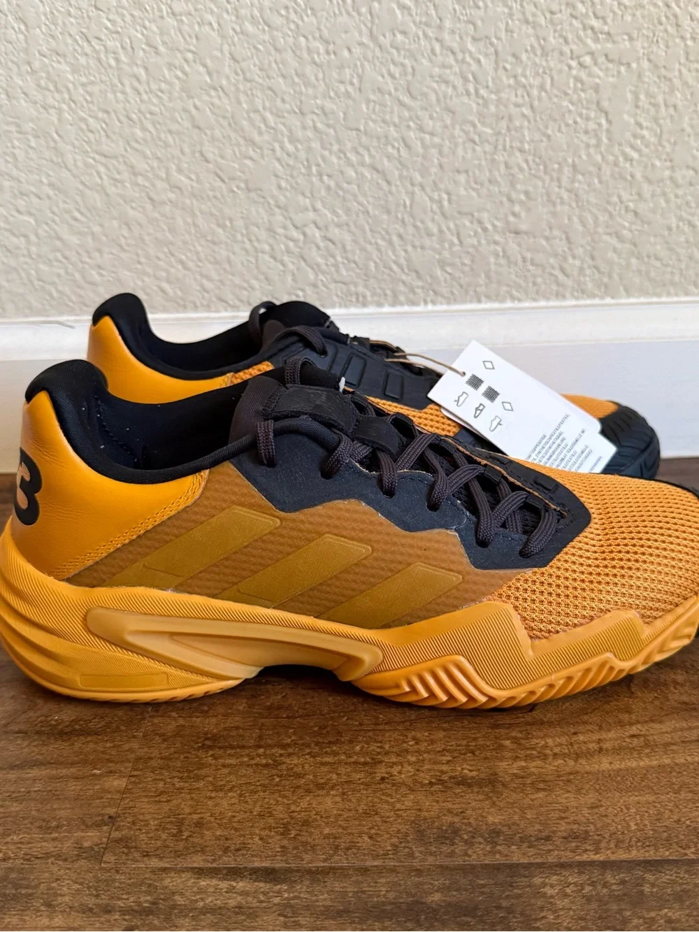 Size 8- Adidas Y-3 Barricade 13 Collegiate Gold Black Tennis Shoes Men's